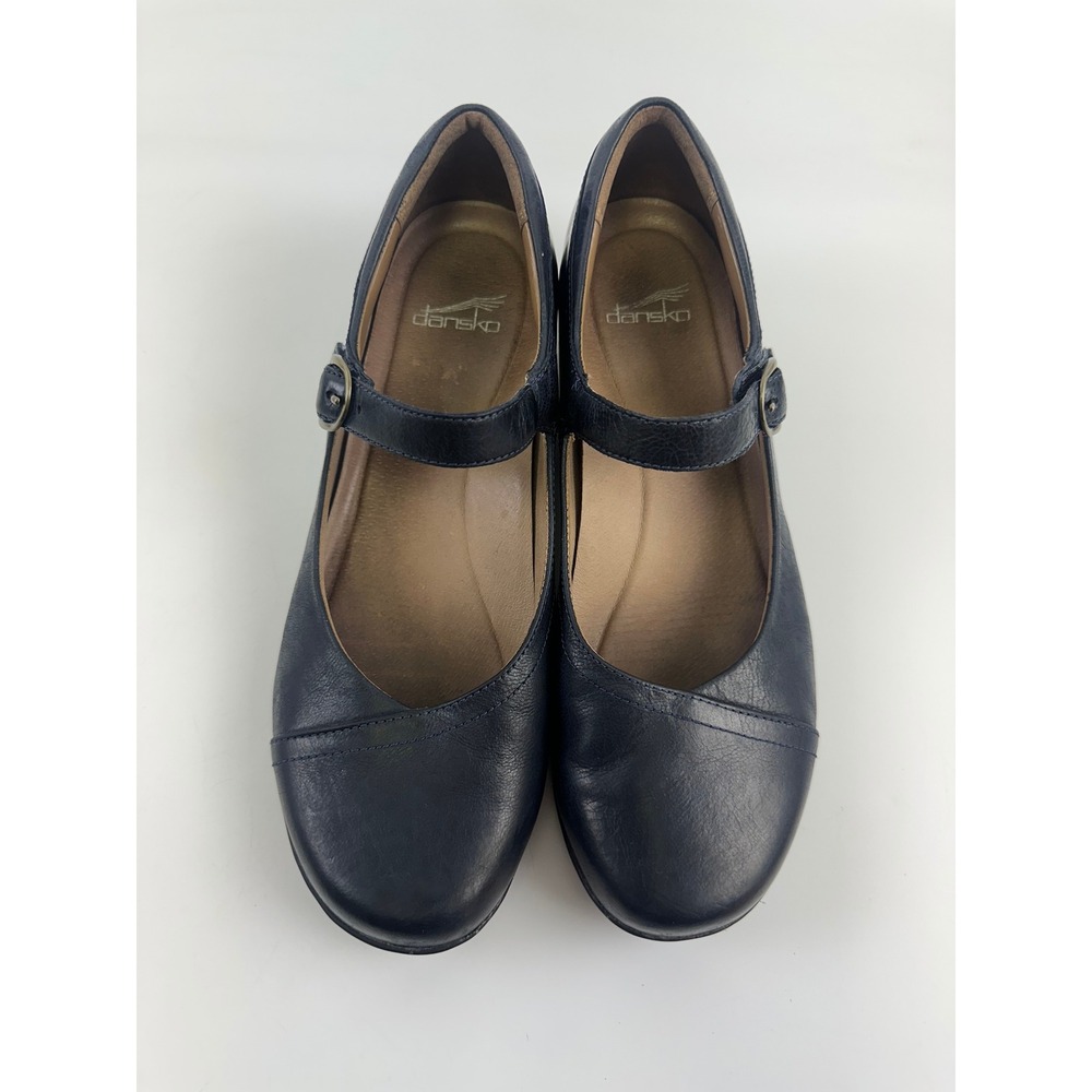 Dansko Fawna Mary Jane Navy Leather Comfort Adjustable Classic Womens 41 10.5 - Picture 4 of 13
